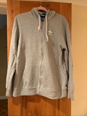adidas Light Gray Trefoil Full-Zip Hoodie